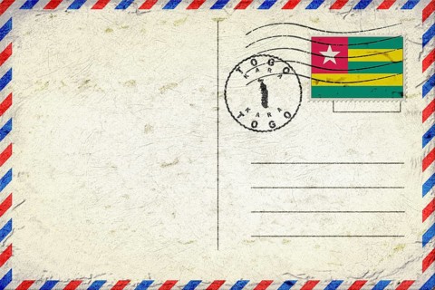 Togo Kara Vintage Air Mail Envelope with Flag and Postmark