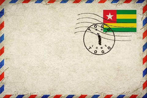 Togo Lome Vintage Air Mail Envelope with Flag and Postmark