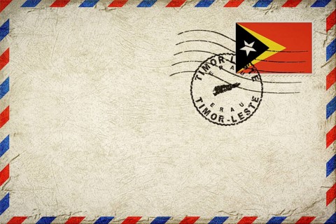 East Timor Erau Vintage Air Mail Envelope with Flag and Postmark