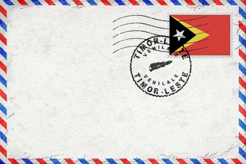 East Timor Venilale Vintage Air Mail Envelope with Flag and Postmark