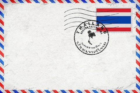 Thailand Nakhon Ratchasima Vintage Air Mail Envelope with Flag and Postmark