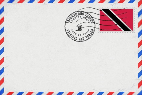 Trinidad and Tobago Port of Spain Vintage Air Mail Envelope with Flag and Postmark