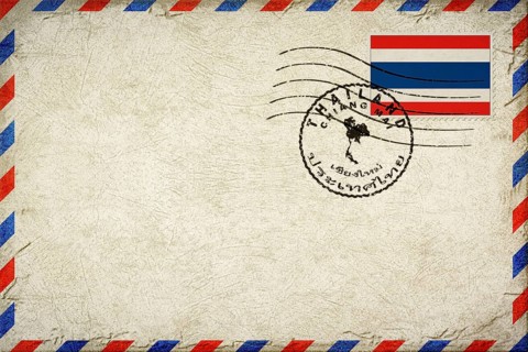 Thailand Chiang Mai Vintage Air Mail Envelope with Flag and Postmark