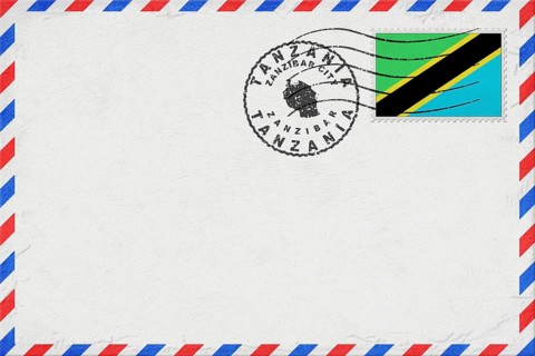 Tanzania Zanzibar City Vintage Air Mail Envelope with Flag and Postmark