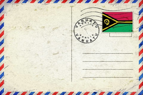 Vanuatu Sarlia Vintage Air Mail Envelope with Flag and Postmark