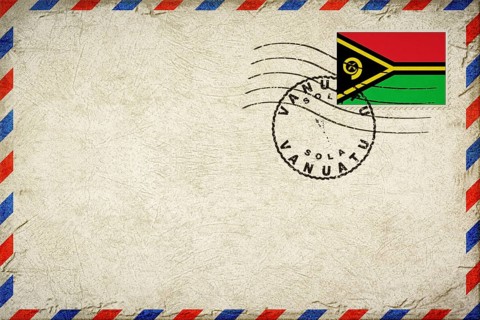 Vanuatu Sola Vintage Air Mail Envelope with Flag and Postmark