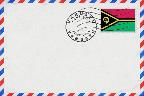 Vanuatu Port Vila Vintage Air Mail Envelope with Flag and Postmark