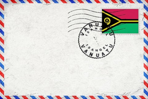 Vanuatu Isangel Vintage Air Mail Envelope with Flag and Postmark