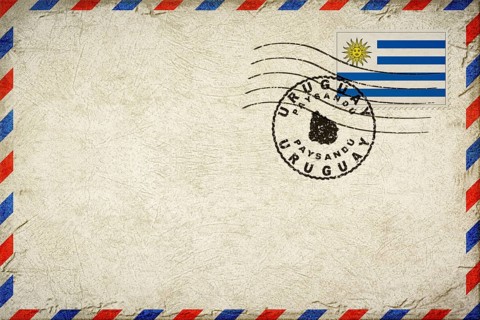 Uruguay Paysandu Vintage Air Mail Envelope with Flag and Postmark