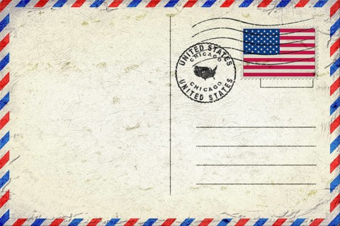 United States Chicago Vintage Air Mail Envelope with Flag and Postmark