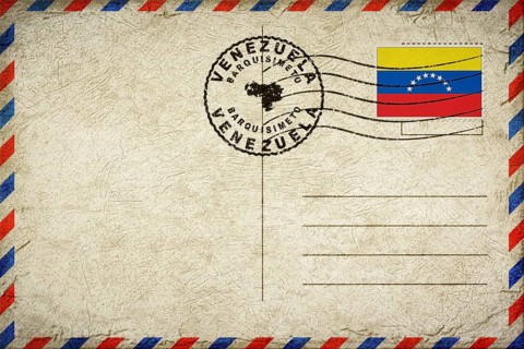 Venezuela Barquisimeto Vintage Air Mail Envelope with Flag and Postmark