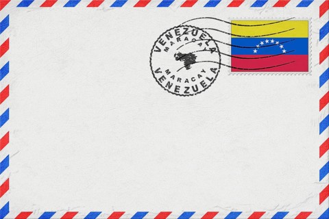 Venezuela Maracay Vintage Air Mail Envelope with Flag and Postmark