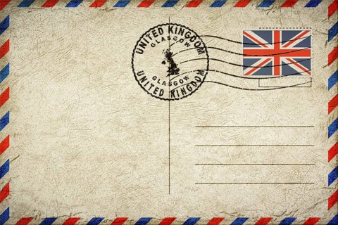 United Kingdom Glasgow Vintage Air Mail Envelope with Flag and Postmark