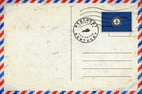 Kentucky Lexington Vintage Air Mail Envelope with Flag and Postmark