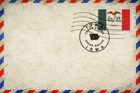 Iowa Cedar Rapids Vintage Air Mail Envelope with Flag and Postmark