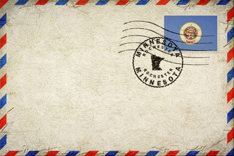 Minnesota Rochester Vintage Air Mail Envelope with Flag and Postmark