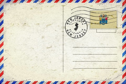 New Jersey Elizabeth Vintage Air Mail Envelope with Flag and Postmark