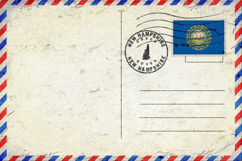 New Hampshire Dover Vintage Air Mail Envelope with Flag and Postmark