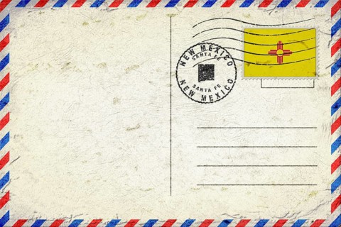 New Mexico Santa Fe Vintage Air Mail Envelope with Flag and Postmark