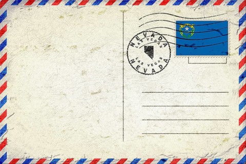 Nevada Las Vegas Vintage Air Mail Envelope with Flag and Postmark