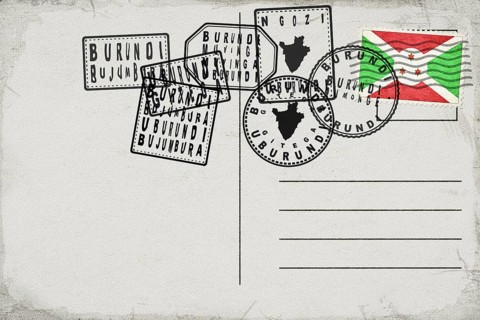 Burundi Vintage Postcard with Flag Stamp and City Postmarks