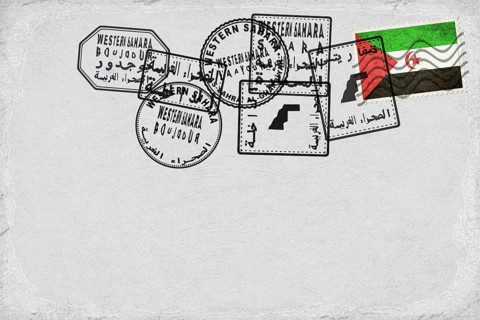 Western Sahara Vintage Postcard with Flag Stamp and City Postmarks