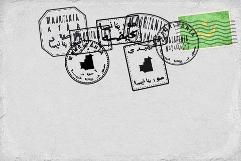 Mauritania Vintage Postcard with Flag Stamp and City Postmarks