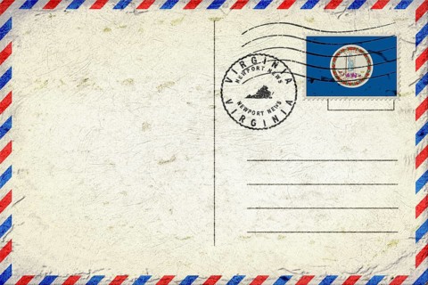 Virginia Newport News Vintage Air Mail Envelope with Flag and Postmark