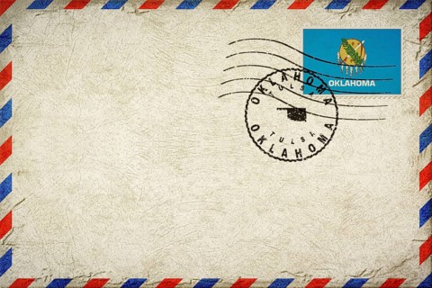 Oklahoma Tulsa Vintage Air Mail Envelope with Flag and Postmark