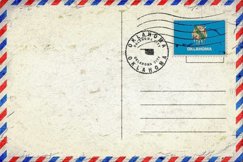 Oklahoma Oklahoma City Vintage Air Mail Envelope with Flag and Postmark