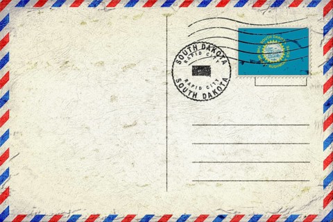 South Dakota Rapid City Vintage Air Mail Envelope with Flag and Postmark