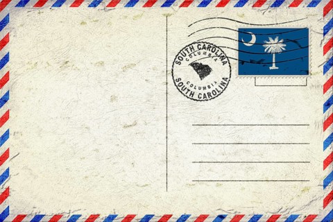 South Carolina Columbia Vintage Air Mail Envelope with Flag and Postmark