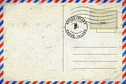 Rhode Island Cranston Vintage Air Mail Envelope with Flag and Postmark
