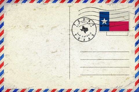 Texas San Antonio Vintage Air Mail Envelope with Flag and Postmark