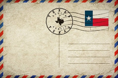 Texas Austin Vintage Air Mail Envelope with Flag and Postmark