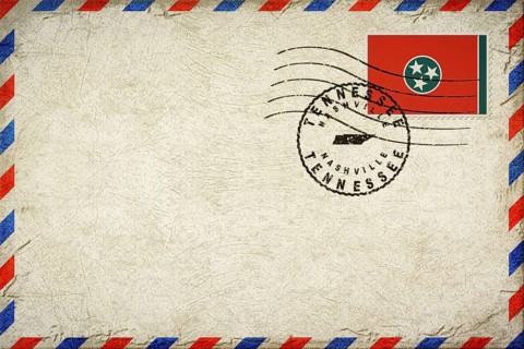 Tennessee Nashville Vintage Air Mail Envelope with Flag and Postmark