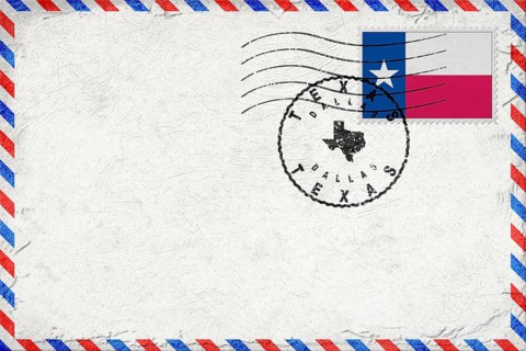Texas Dallas Vintage Air Mail Envelope with Flag and Postmark