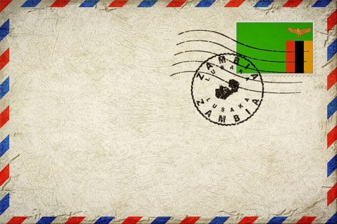 Zambia Lusaka Vintage Air Mail Envelope with Flag and Postmark