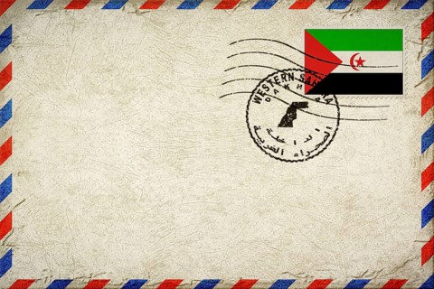 Western Sahara Dakhla Vintage Air Mail Envelope with Flag and Postmark