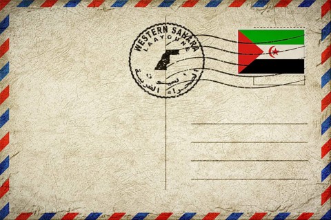 Western Sahara Laayoune Vintage Air Mail Envelope with Flag and Postmark