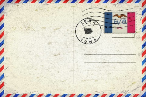 Iowa Ames Vintage Air Mail Envelope with Flag and Postmark