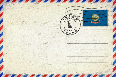 Idaho Meridian Vintage Air Mail Envelope with Flag and Postmark