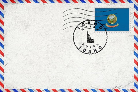 Idaho Boise Vintage Air Mail Envelope with Flag and Postmark