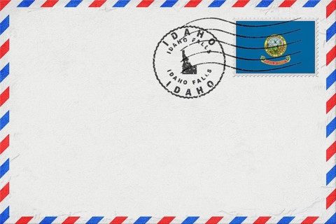 Idaho Idaho Falls Vintage Air Mail Envelope with Flag and Postmark