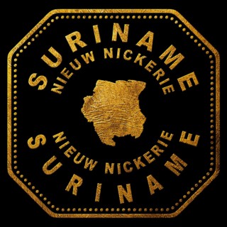 Suriname Nieuw Nickerie Gold Typography Stamp Design