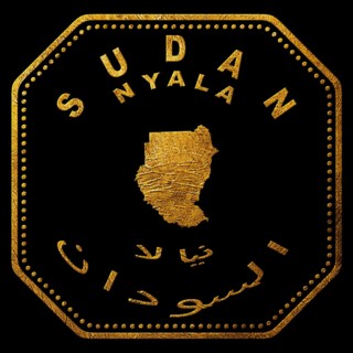 Sudan Nyala Gold Typography Stamp Design