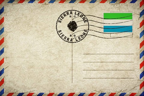 Sierra Leone Bo Vintage Air Mail Envelope with Flag and Postmark