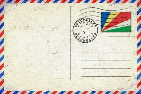 Seychelles Glacis Vintage Air Mail Envelope with Flag and Postmark