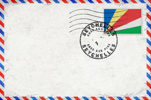 Seychelles Anse Aux Pins Vintage Air Mail Envelope with Flag and Postmark