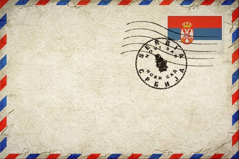 Serbia Novi Sad Vintage Air Mail Envelope with Flag and Postmark